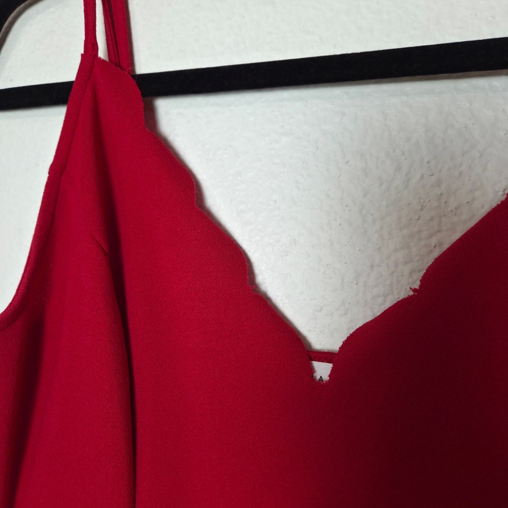 Red Fitted Valentines‎ Day Dress with scalloped neckline size Large Socialite - Picture 4 of 12